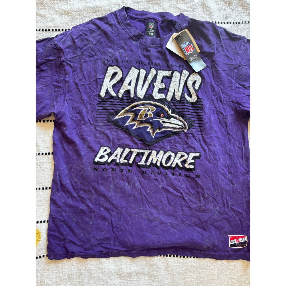 Baltimore Ravens New Era NFL Purple Mineral‎ Wash Graphic T-Shirt Womens Small